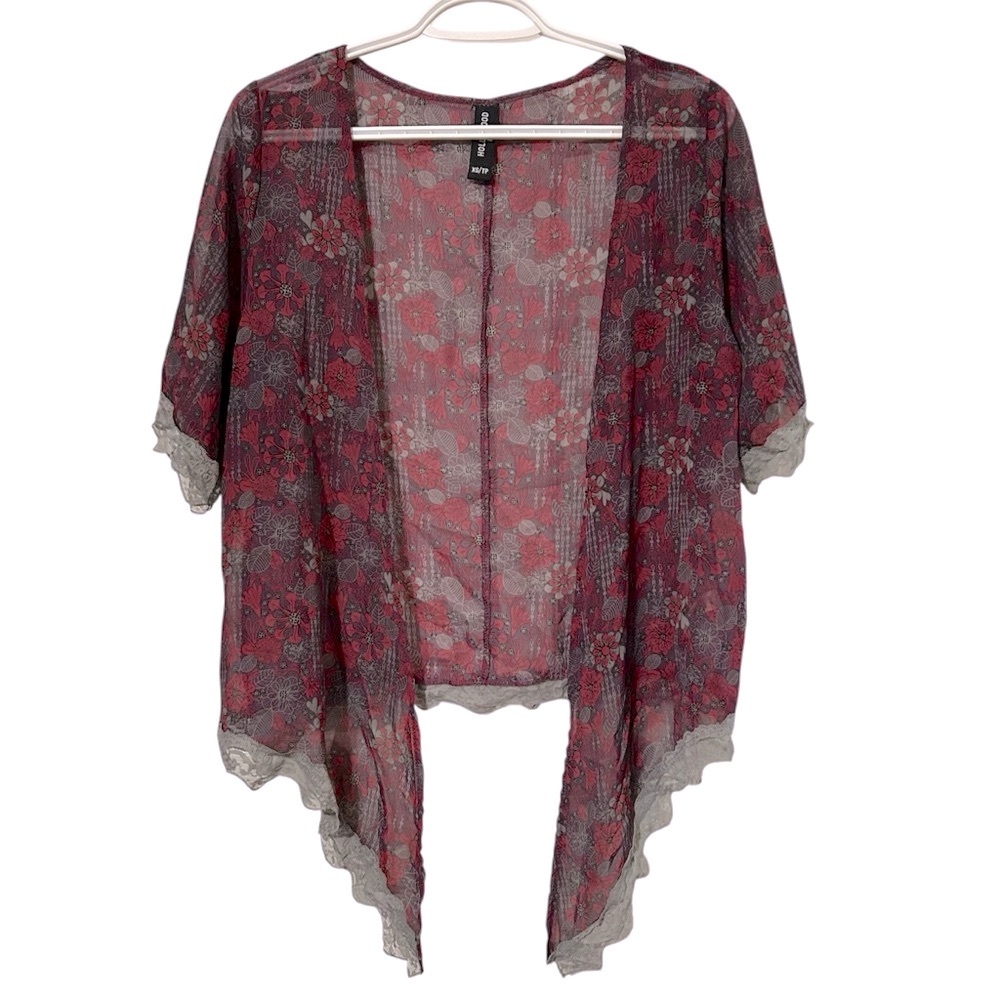 Hollywood Era Floral Open-Front Kimono Cardigan